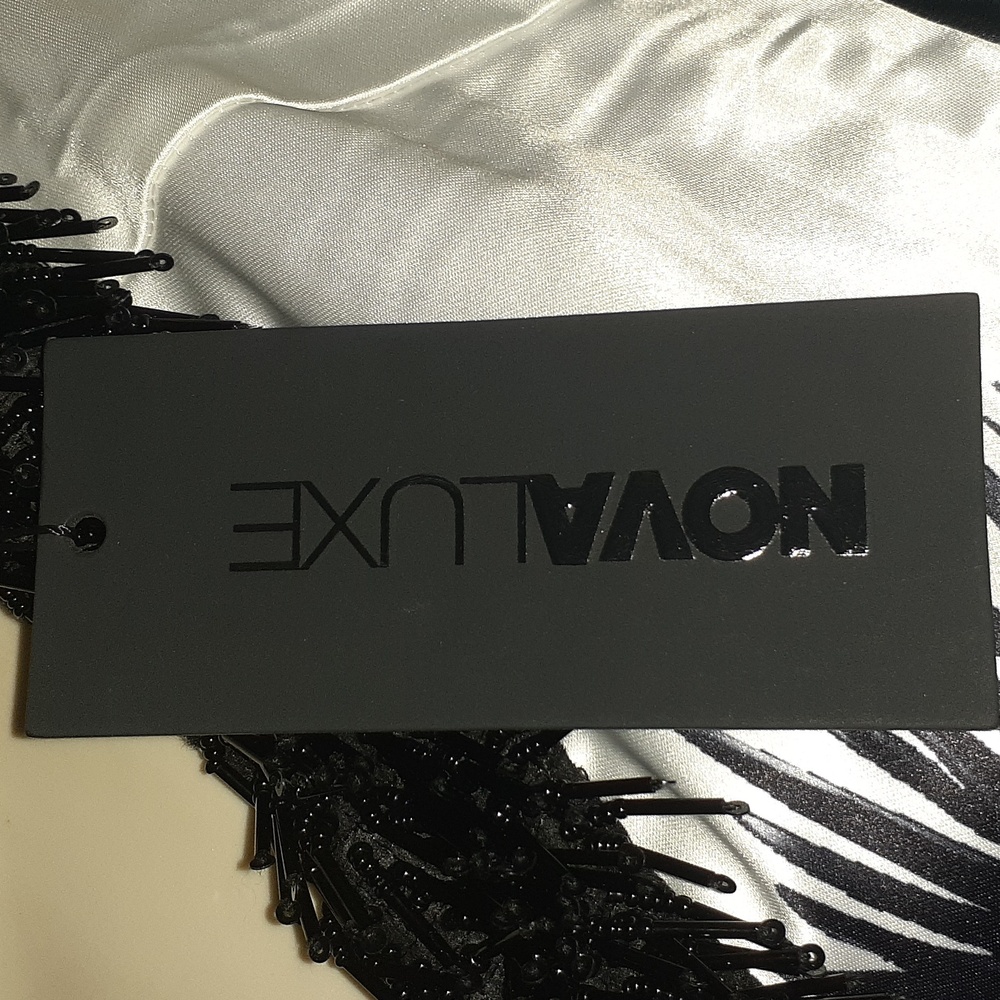 Fashion Nova LUXE LINE BEADED COLLAR Monochrome Palm Maxi Kaftan SIZE XL NWT - Picture 9 of 10
